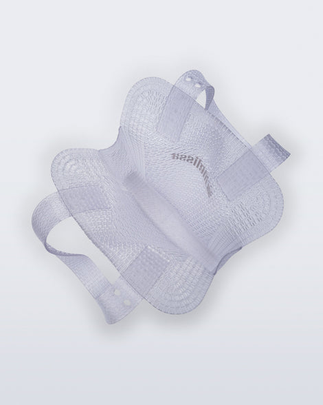 Top view of a clear Harper bag with shoulder straps