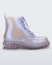 Side view of a pearly lilac Melissa Coturno boot.