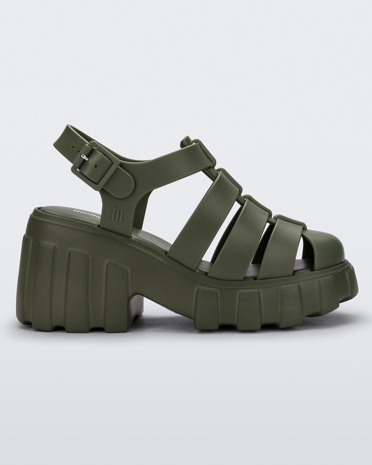 Mini Melissa side-buckle closed-toe sandals - Green