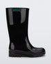 Side view of a black Melissa Welly boot.