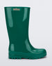 Side view of a green Melissa Welly boot.