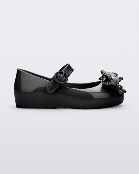 Sweet Love Flat in Black/Dark Gray for Babies | Mini Melissa Shoes US