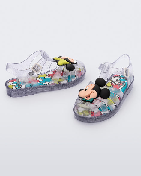 Possession Sandal in Glitter Clear Silver for Kids Mini Melissa Shoes