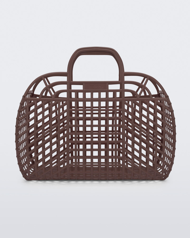 Back view of a brown Refraction bag with handles