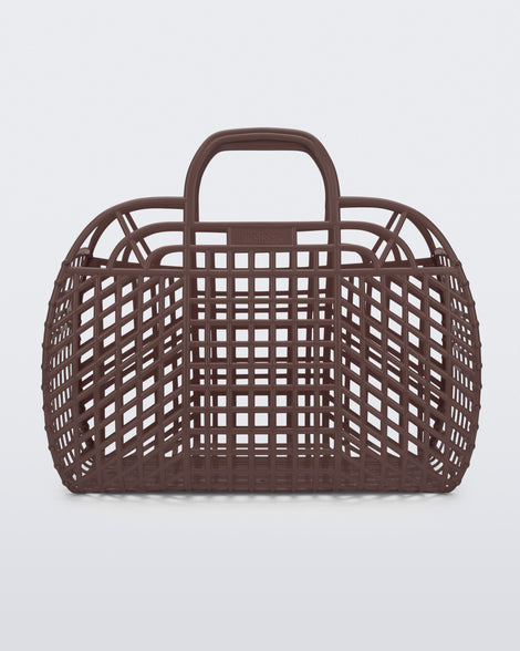 Back view of a brown Refraction bag with handles