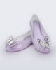 Angled view of a pair of purple Sweet Love Butterfly kids flats.