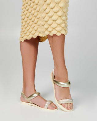 Product element, title Eclipse Sandal in Beige/Gold
 price $29.50