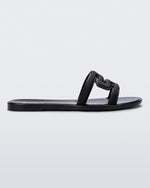 Side view of a black M Slide. 