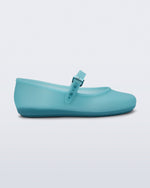 Side view of a milky blue Soft Ballerina kids flats