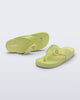 Top and angled view of a pair of green Cozy Thong Flip Flops