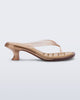 Side view of a clear beige Flip Flop Kitten Heels