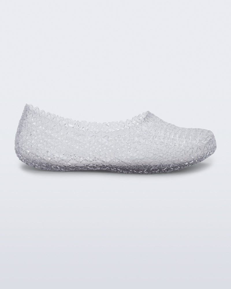 Side view of a clear Campana Papel Hug flat