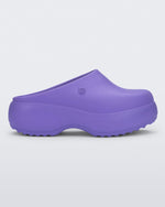 Side view of a purple Free Clog Platform.