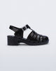 Side view of a pearly black Possession Heel kids fisherman sandals