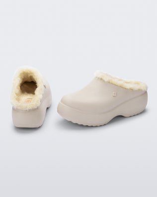 Product element, title Free Clog Fluffy Platform in Light Beige
 price $64.50
