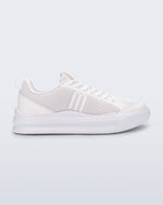Side view of a white X Mood sneaker