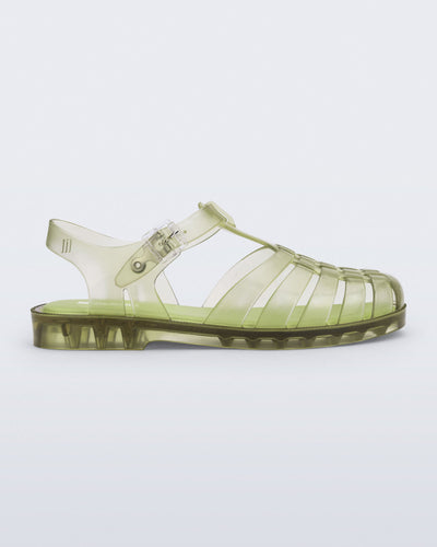 Side view of transparent green Possession fisherman sandal