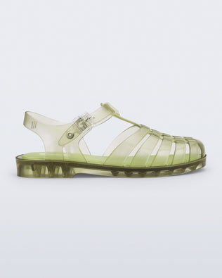 Side view of transparent green Possession fisherman sandal