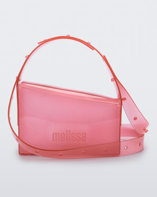 Front view of a clear pink Clear Bag with strap