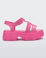 Side view of a pink Ella women's platform sandal.