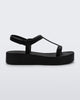 Side view of a black Sun Capri Platform sandal with ankle strap