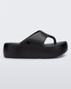Side view of a black Free Platform Thong sandal