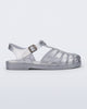 Side view of a magic silver Possession fisherman sandal