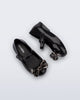 Top and side view of a pair of black Sweet Love Glam baby ballerinas with bow