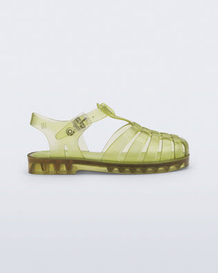Side view of transparent green Possession fisherman kids sandal
