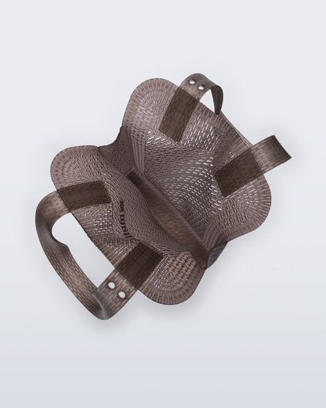 Top view of a brown Harper bag with shoulder straps