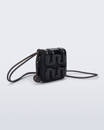 Front view of a black Jelly Wallet with inside pocket and zipper