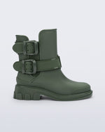 Side view of a green Bang Boot with two side buckles