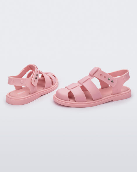 Back and side angled view of a pair of pink Emma women's sandals.