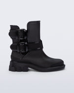 Side view of a black Bang Boot with two side buckles