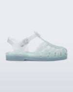 Side view of a light green kids Possession sandal