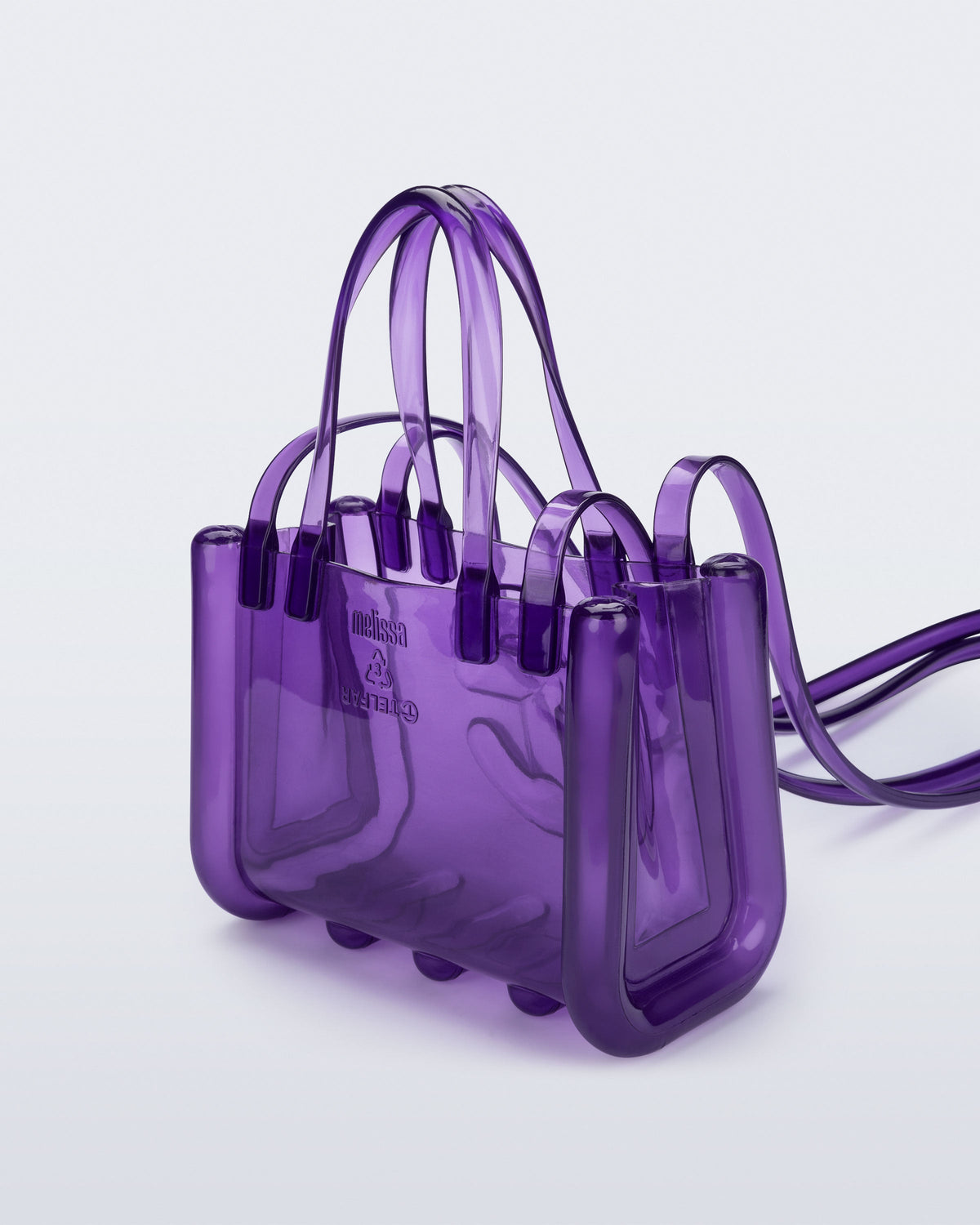 Back view of the purple Small Jelly Shopper x Telfar bag