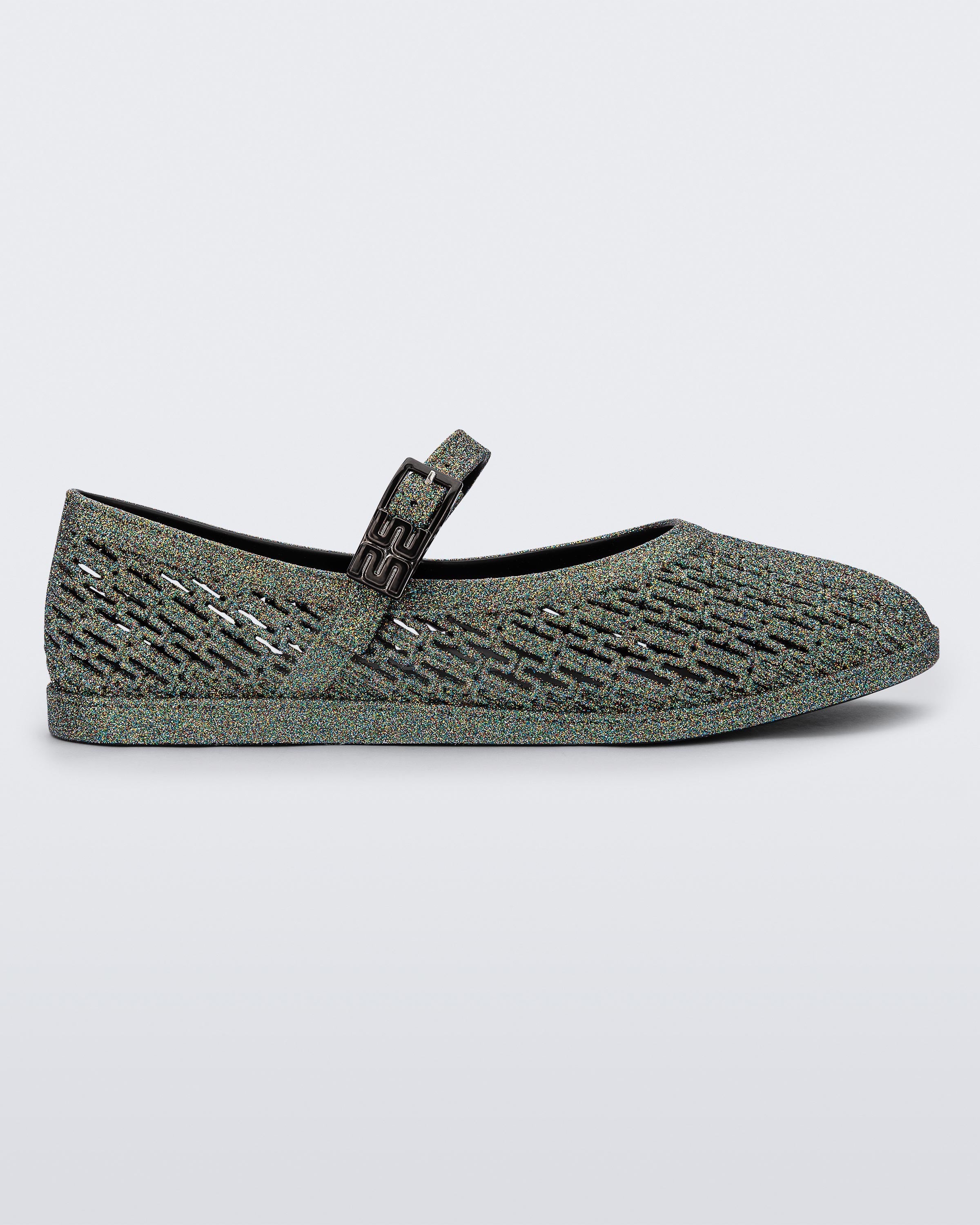 Harper Flat in Dark Silver Glitter – Melissa Shoes
