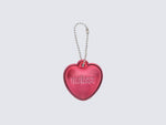 Small metallic pink heart keychain with Melissa logo