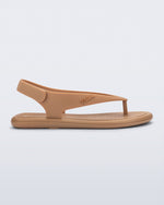 Side view of a dark beige Sun Samba thong sandal