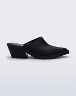 Side view of a matte black Texas mule