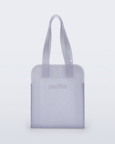 Back view of a clear Harper bag with shoulder straps