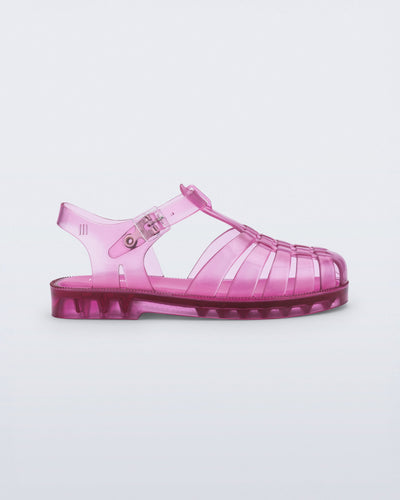 Side view of transparent pink Possession fisherman kids sandal