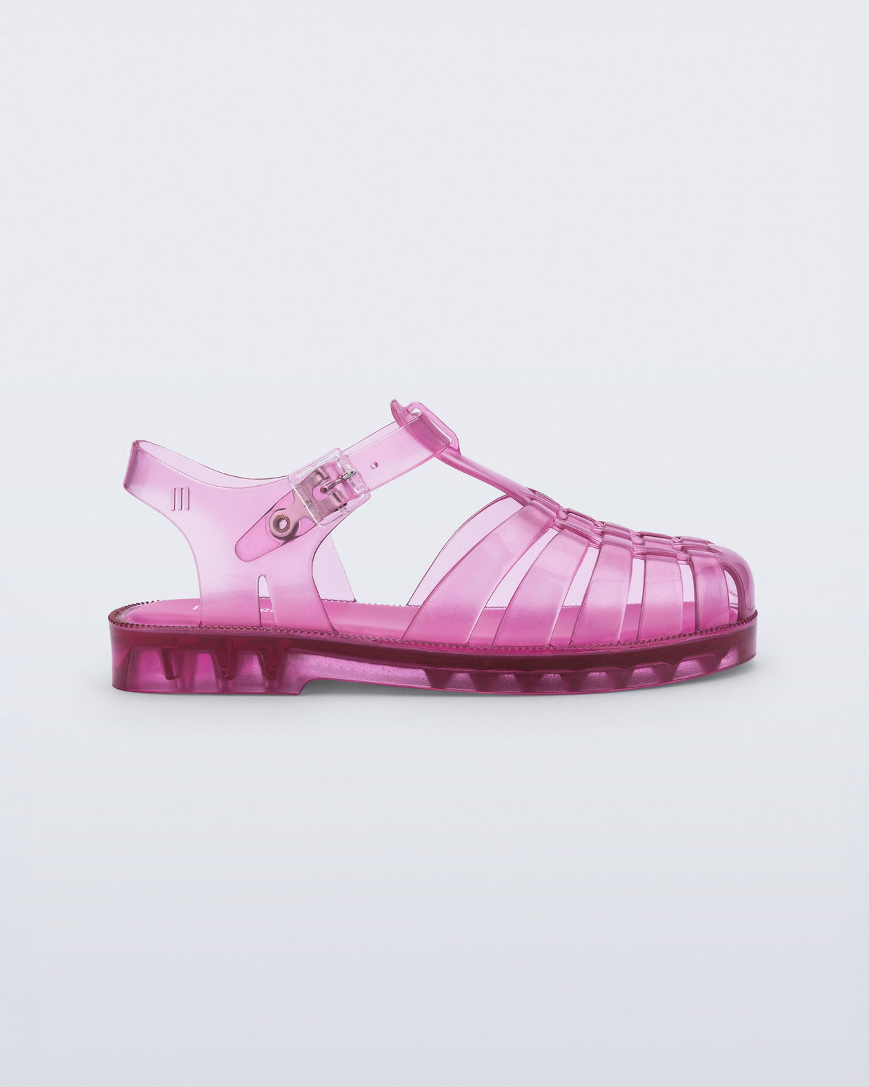 Side view of transparent pink Possession fisherman kids sandal