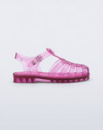 Side view of transparent pink Possession fisherman kids sandal