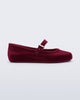 Side view of a red Soft Ballerina Velvet II flat