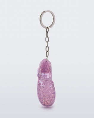 Front view of glitter lilac Possession keyring