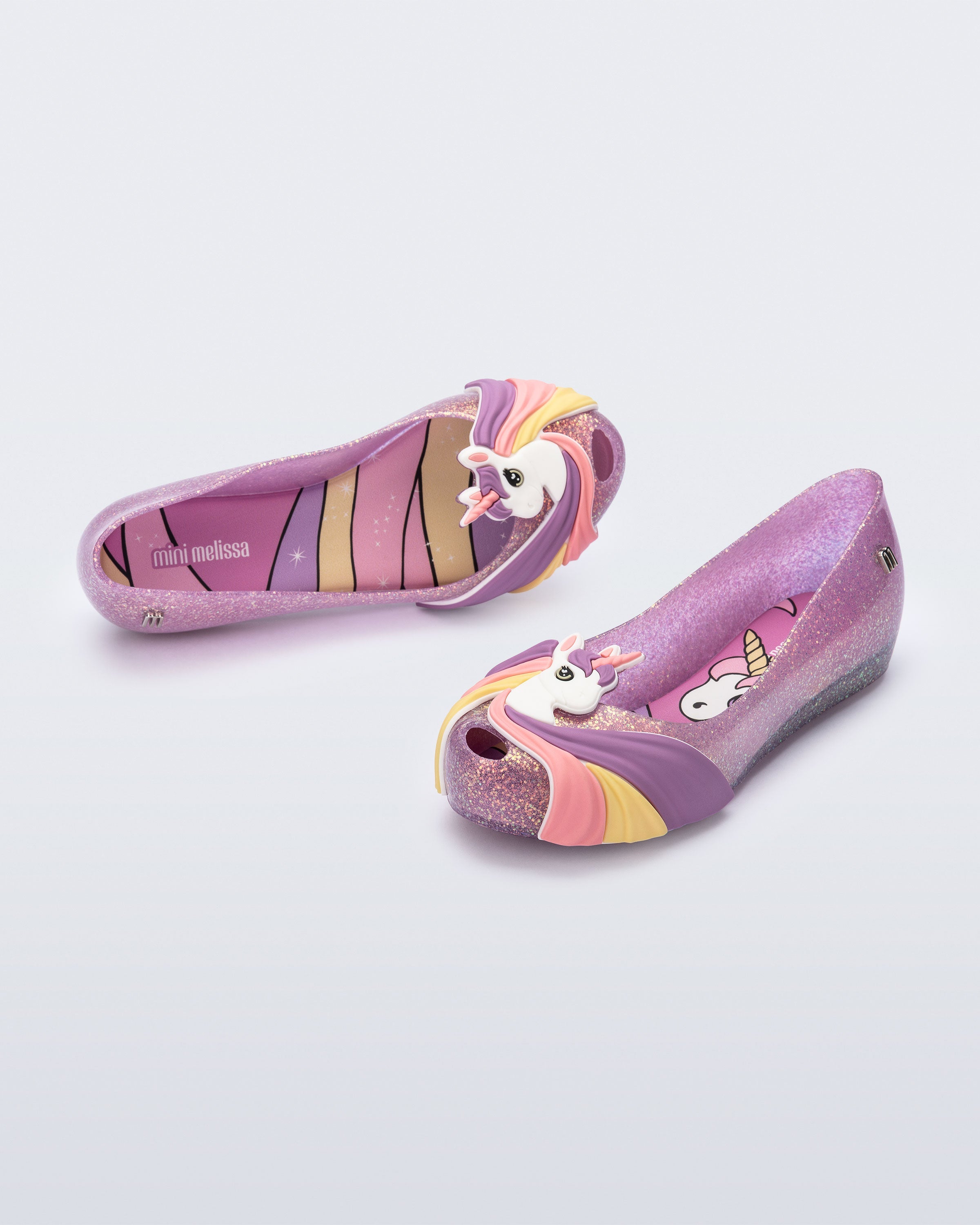Ultragirl Unicorn Flat in Glitter Clear/Pink for Kids | Mini