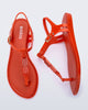 Side and top view of a pair of red Solar M Chic sandals with red embellishment