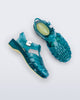Side and top view of a pair of blue Possession Pescura + Scholl fisherman sandals