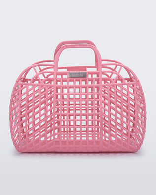 Front view of a pink Refraction bag with handles